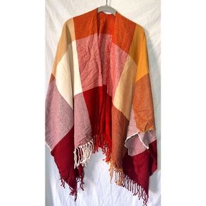 Plaid Shawl Poncho Scarf